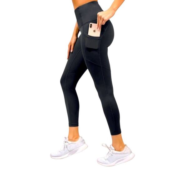 Yogalicious Black Athletic Pants Womens 2X NEW WITH TAGS Side Pocket Ankle Lengt - Picture 2 of 5